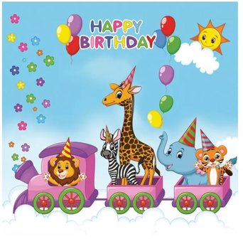 Happy Birthday Train Napkin Set 33 x 33 cm