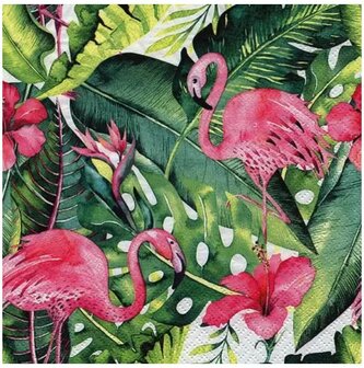 Flamingo &amp; Hibiscus Napkin Set 33 x 33 cm