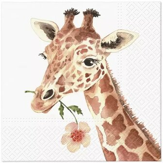 Giraffe with Flowers Napkin Set 33 x 33 cm