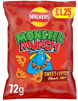 Walkers Monster Munch Sweet &amp; Spicy Flaming Hot - (UK)